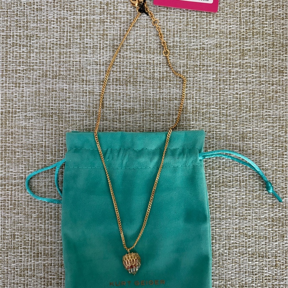 Kurt Geiger Gold Necklace with Teal Bag